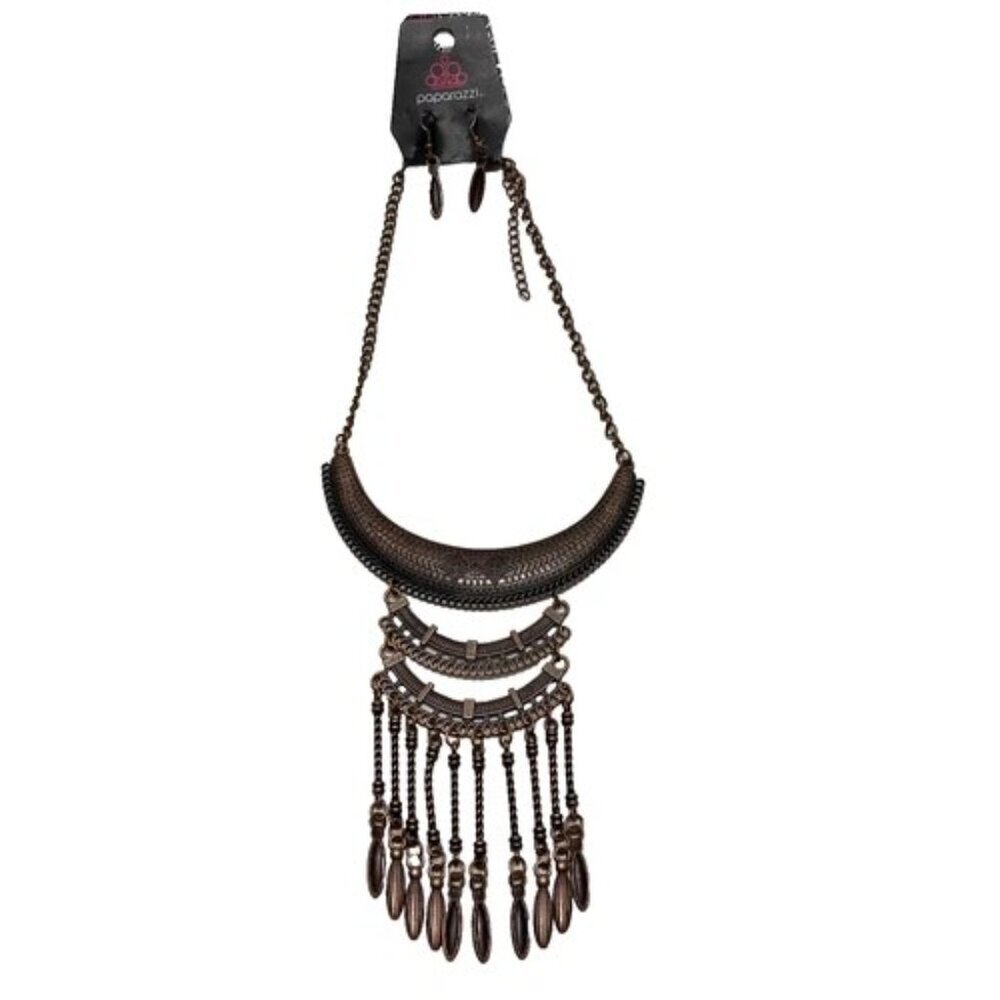 Eastern Empress‎ Copper Fashion Necklace & Earring Set Paparazzi Accessories NWT